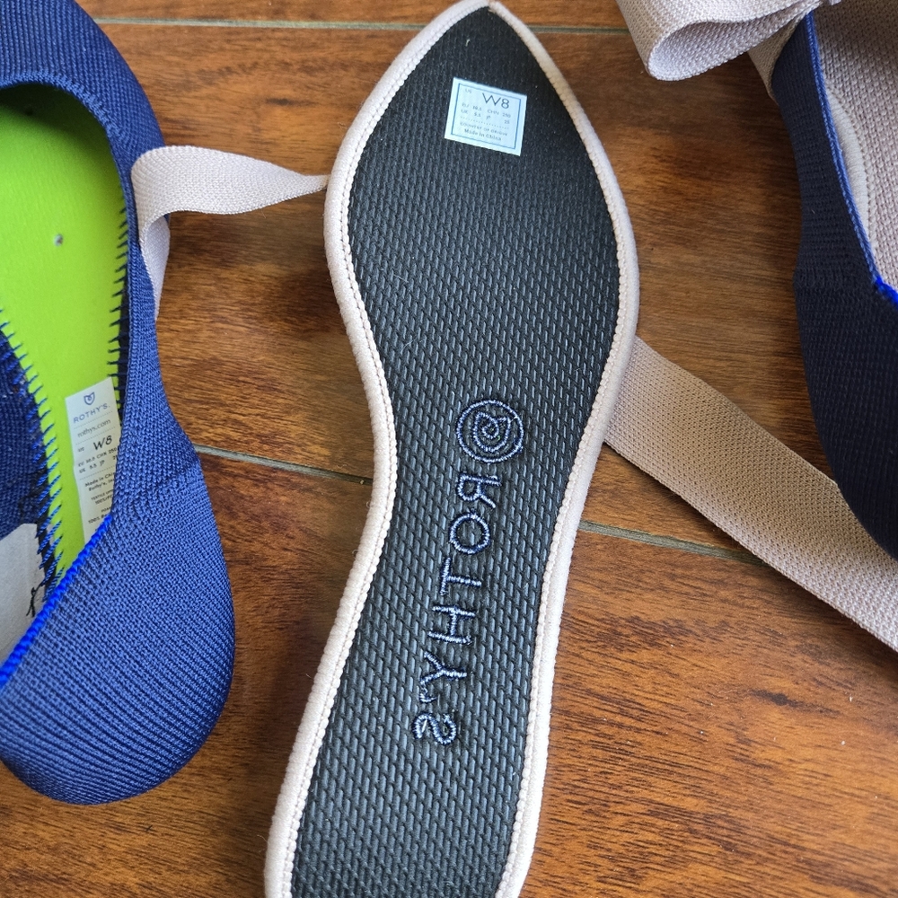 Rothy’s Sapphire Blue Mary Jane Bow Flats Pointed Toe Balletcore Size 8 - Picture 13 of 16